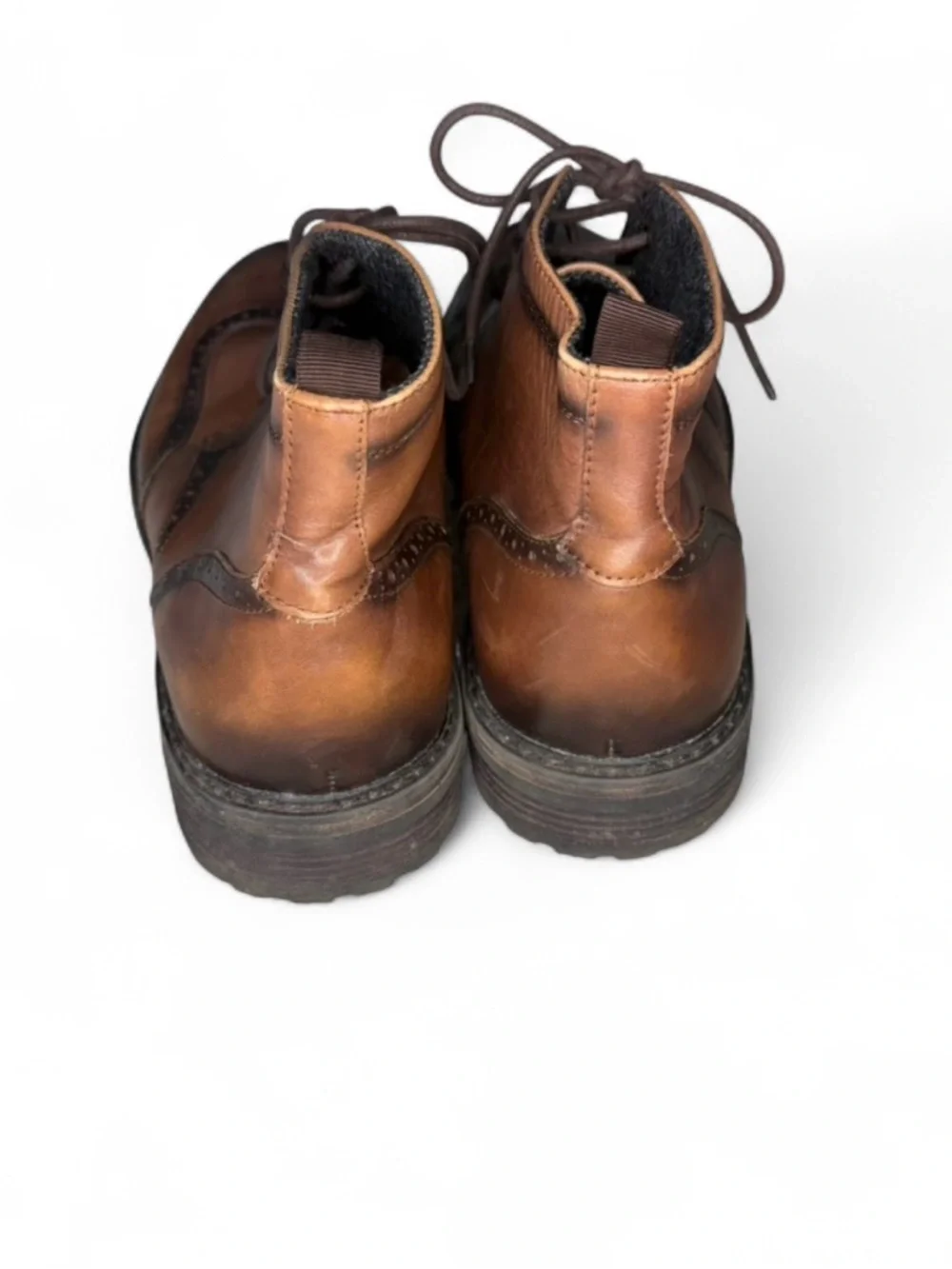 Kenneth Cole Reaction Brown Leather Wingtip Boots Men’s Size 11.5‎